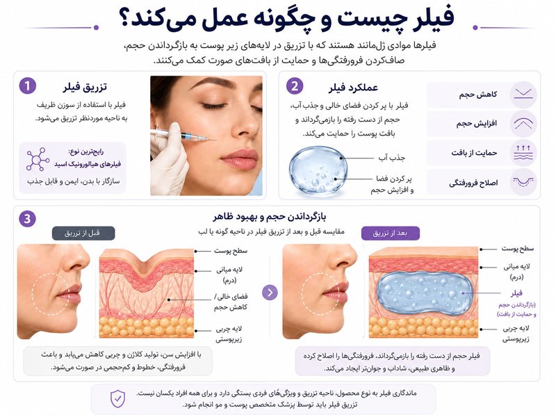 نحوه اثر فیلر هیالورونیک اسید در افزایش حجم و حمایت بافت