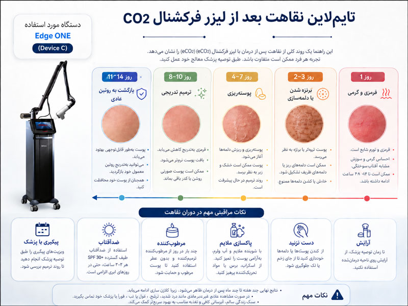تایم‌لاین نقاهت بعد از لیزر CO2
